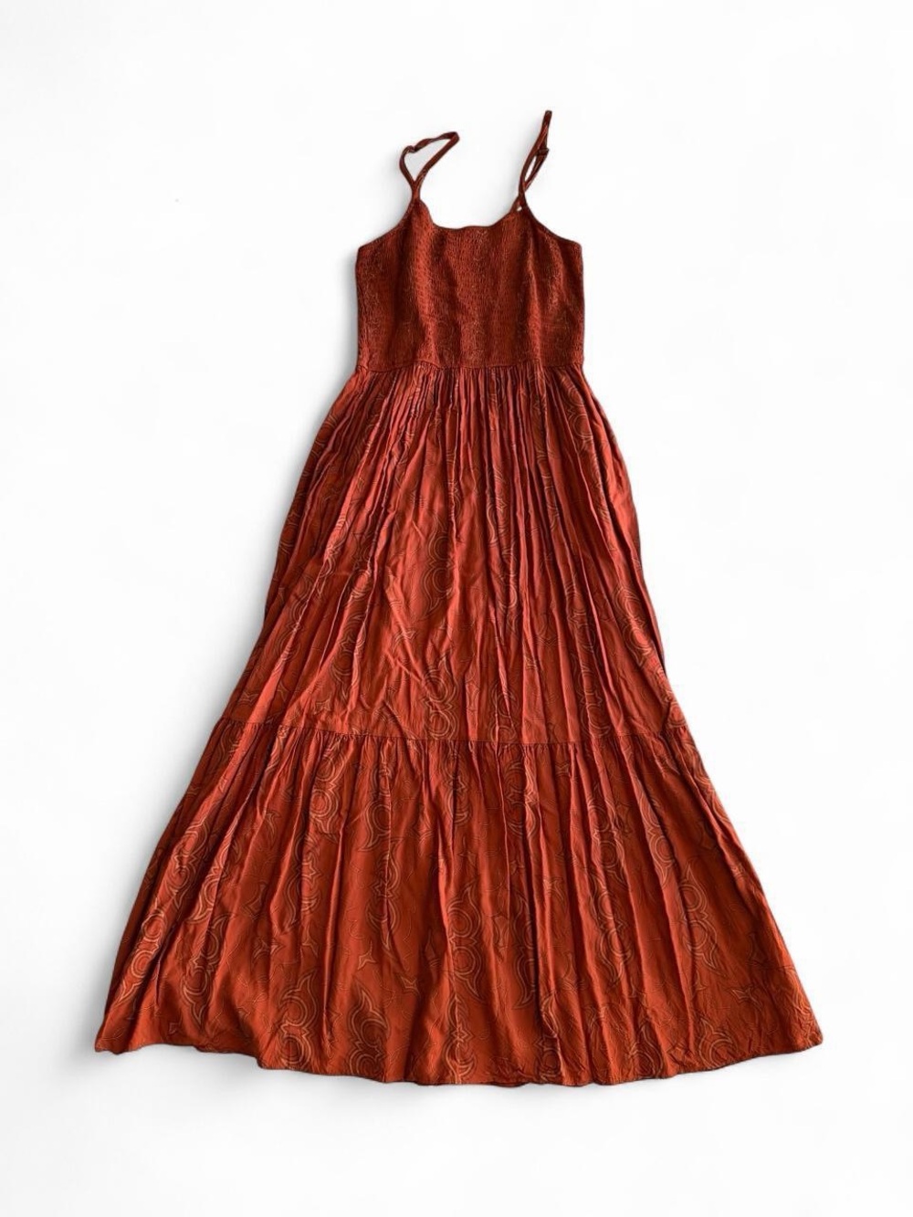 Wrangler Retro Terracotta Western Smocked Maxi Dress Size Small